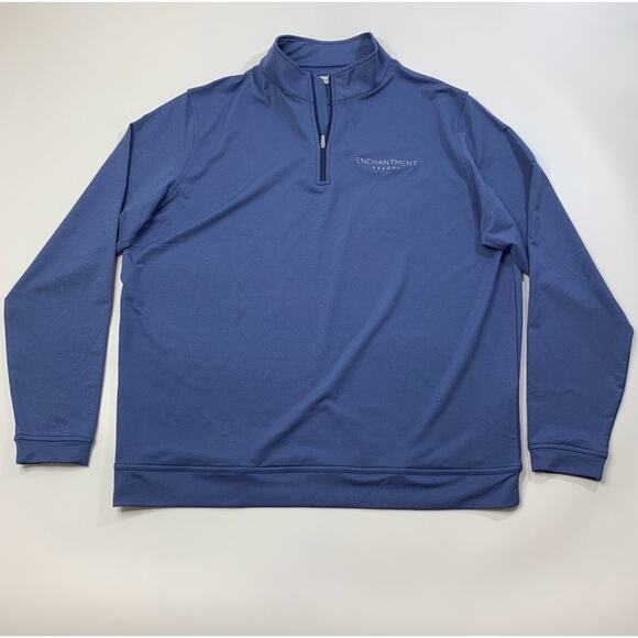 Peter Millar Sweatshirt Mens XL Blue Perth Melange Performance 1/4 Zip Golf LOGO - Picture 2 of 11